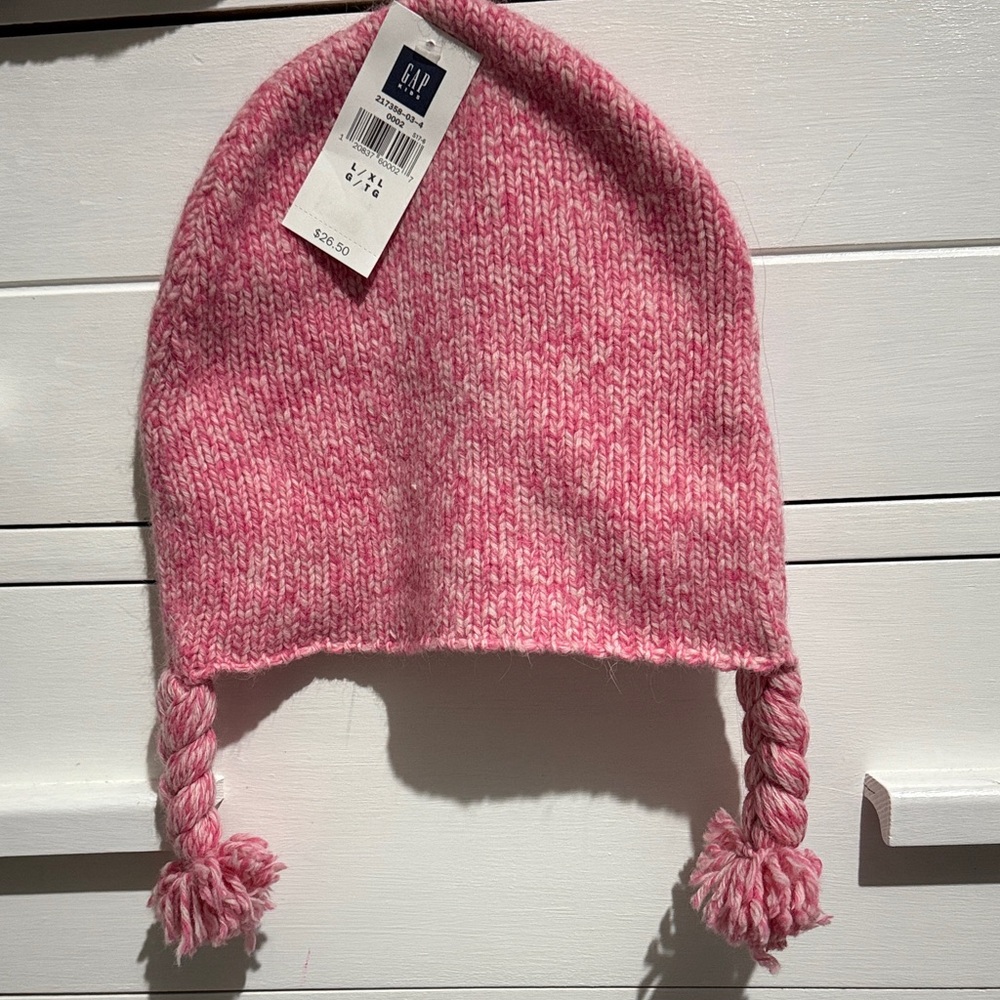 GAP Kids Pink Knit Hat with Tassels